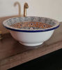 Picture of Round Ceramic Vessel Bathroom Sink - Custom Made Up Counter Vanity Bathroom Sink - Mid Century Modern Bathroom Sink - 8" To 20" Diameter