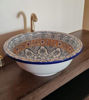 Picture of Round Ceramic Vessel Bathroom Sink - Custom Made Up Counter Vanity Bathroom Sink - Mid Century Modern Bathroom Sink - 8" To 20" Diameter