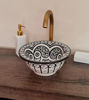 Picture of Ø 25 cm Small Ceramic Bathroom Wash Basin - Bathroom Vessel Sink - Countertop Basin - Mediterranean Design - Solid Brass Drain Cap Gift