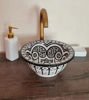 Picture of Ø 25 cm Small Ceramic Bathroom Wash Basin - Bathroom Vessel Sink - Countertop Basin - Mediterranean Design - Solid Brass Drain Cap Gift