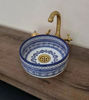 Picture of Blue Mid Century Modern Bowl Sink - Bathroom Vessel washbasin - KARO Design