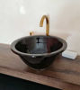 Picture of Solid Black Table top sink - Glazed Black Ceramic Sink - Mid century Modern Wash basin - Bathroom Sink - Solid Brass Drain Cap GIFT