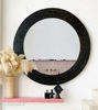 Picture of Custom Black Zellige Tiles Round Bathroom Mirror - Handmade Mosaic Wall Mirror