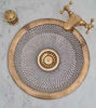 Picture of Handpainted Ceramic Wet Bar Sink with Brushed Brass Rim – Mid-Century Farmhouse Decor