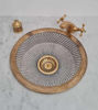 Picture of Handpainted Ceramic Wet Bar Sink with Brushed Brass Rim – Mid-Century Farmhouse Decor