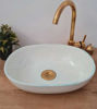 Picture of Sage Mid Century Modern Oval Sink - Handmade Oval Washbasin - Design Vessel Sink - Fish scales Oval Shaped Sink - Bathroom remodeling