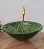 Picture of Emerald Tamegroute Ceramic Sink – Rustic Farmhouse Bathroom Vessel with Moroccan Motif