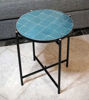 Picture of Teal Blue Mosaic Table - Custom Your Height and Colors - Mid Century Modern Patio Table - Handmade Coffee Table For Outdoor & Indoor