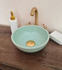 Picture of Plain Green Table top sink - Mid century Modern Washbasin - Bathroom Sink - Handmade Ceramic Sink - Solid Brass Drain Cap GIFT