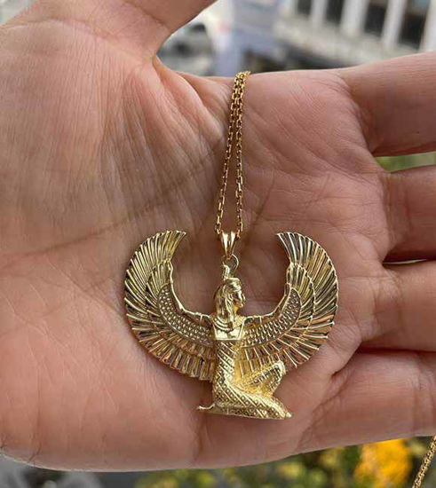 Picture of Gold Winged Isis Necklace - Handcrafted Ancient Egyptian Pendant for Men & Women