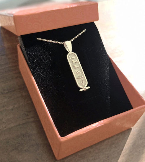 Picture of Egyptian Cartouche Necklace in 925 Sterling Silver | Hieroglyphic Jewelry