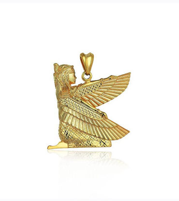 Picture of Solid Gold Winged Goddess Isis Necklace
