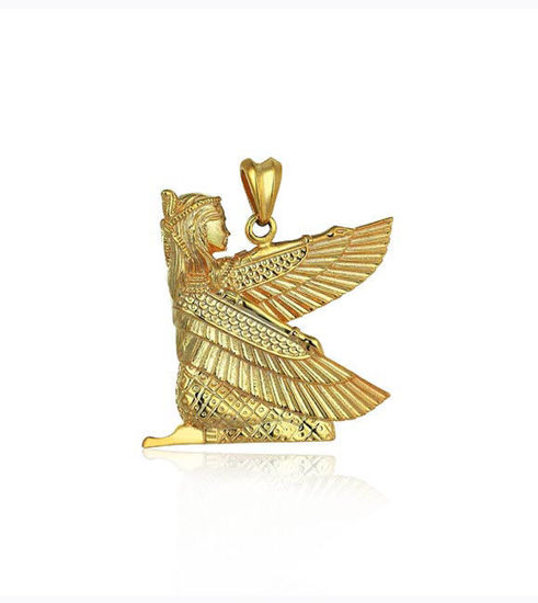 Picture of Solid Gold Winged Goddess Isis Necklace
