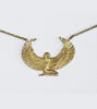 Handmade brass necklace with a gold-dipped Isis pendant, featuring a detailed wing motif symbolizing healing and transformation.