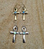 Picture of Ankh Earrings, Abalone Earrings, Ankh Drop Earrings, Egyptian Ring Ankh Key, Egyptian Myth Jewelry, Key of Life Earrings, Hieroglyph
