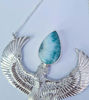 Picture of Premium Medium Sterling Silver Isis Goddess Necklace with Larimar