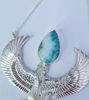 Picture of Premium Medium Sterling Silver Isis Goddess Necklace with Larimar