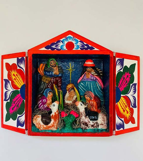 Picture of Retablo with Nativity Scene 5", Folk art, Holy family, Christmas Decor, ornaments