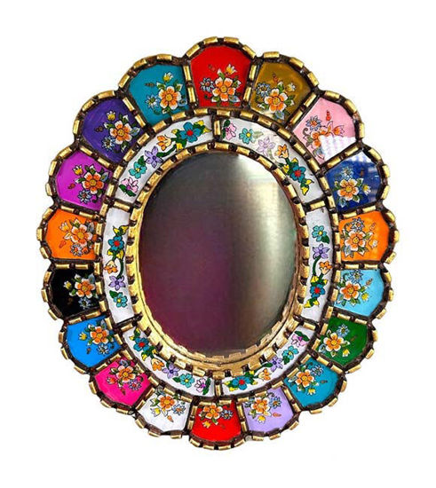 Picture of Peruvian Rainbow Mirrors 14", Round, oval, rectangle, arc shape - Home Decor, Wall Art, Decorative