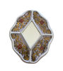 Decorative mirror in various colors, each with a floral design, highlighting handmade Peruvian craftsmanship and vintage charm.
