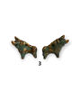 Two colorful clay bull figurines from Peru, symbolizing home blessings and protection, showcasing traditional Andean artistry.