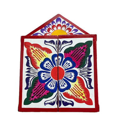 Picture of Handmade Retablo with Nativity Scene | 8" Peruvian Folk Art Holy Family Christmas Decor