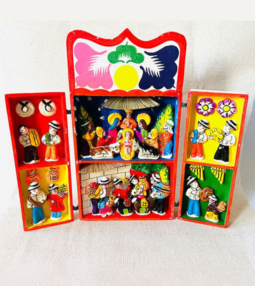 Picture of Retablo with nativity scene 10", christmas decor, made in peru, ornaments