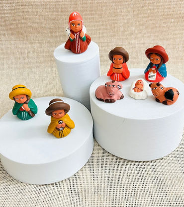 Picture of Tiny Andean Nativity Scene Christmas Decor - 8 pcs set - 1.5" tall