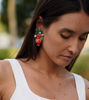 Picture of Clip earrings with pomegranate, pearls and stones