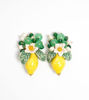 Picture of Clip earrings with lemon, pearls and stones