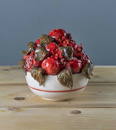 Picture of Ceramic centerpiece with pomegranate flowers and leaves