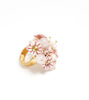 Picture of Ring with pink flowers, stones and freshwater pearls