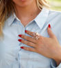 Picture of Ring with pink flowers, stones and freshwater pearls