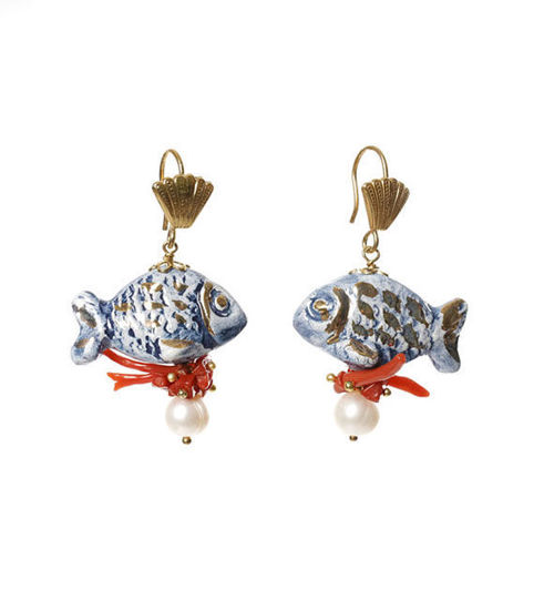 Picture of Earrings with blue, gold and coral fish