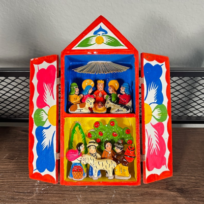 Picture of Retablo Peruvian Nativity Scene 7.5” tall - Christmas Decor, Folk Art, Ornament