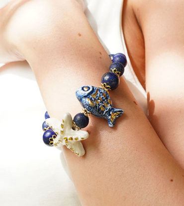 Picture of Bracelet with fish and star with Lapis Lazuli stone beads
