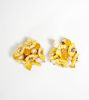 Picture of Bouquet clip earrings with small yellow ceramic flowers, pearls and stones