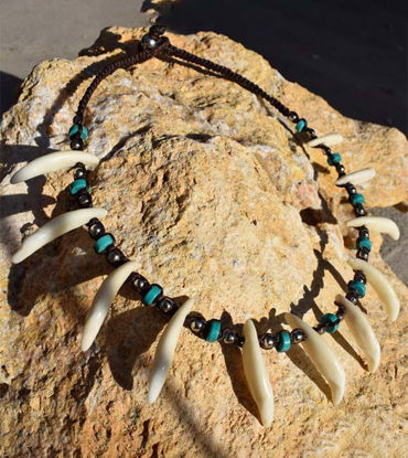 Picture of Eleven Coyote Teeth Native American Style Necklace ⇻Natural Tooth Necklace⇻Shamanic Necklace⇻Tribal Necklace⇻Wild Free Spirit Necklace