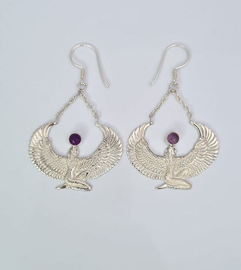 Picture of Silver Amethyst Isis Goddess Earrings