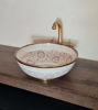 Picture of Brushed Brass & Rose Gold Washbasin Ceramic Bathroom Vessel - Brass Bathroom Sink - Guest's Room Vanity Vessel Sink