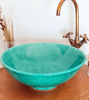 Picture of Custom Made Turquoise Green Hand-Glazed Sink - Handmade Turquoise Vessel Sink - Modern Bathroom Functional Art