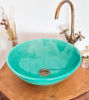 Picture of Custom Made Turquoise Green Hand-Glazed Sink - Handmade Turquoise Vessel Sink - Modern Bathroom Functional Art