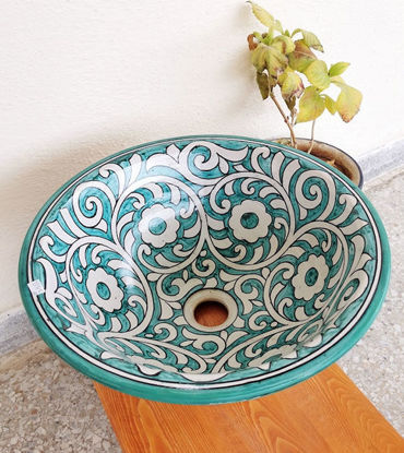 Picture of CUSTOMIZABLE Ceramic Vessel / Drop In Sink, Bathroom Ceramic Sink Bowl, HandPainted Ceramic Basin, Bathroom Improvement, Bathroom Remodeling