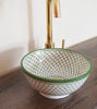 Picture of Mid Century Modern Bathroom Sink - Ceramic Washbasin - Green & white basin sink - Handmade Ceramic Sink - Vanity Sink - Countertop Basin