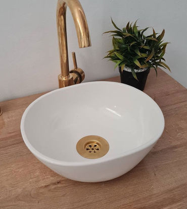 Picture of Oval Vessel Sink - Bathroom Washbasin - Custom 12"x10" - Brass Drain Cap Gift