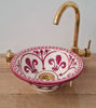 Picture of Wine Red Bathroom Wash Basin - Bathroom Vessel Sink - Countertop Basin - Mediterranean Bowl Sink Lavatory - Solid Brass Drain Cap Gift