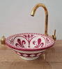 Picture of Wine Red Bathroom Wash Basin - Bathroom Vessel Sink - Countertop Basin - Mediterranean Bowl Sink Lavatory - Solid Brass Drain Cap Gift