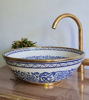 Picture of Handpainted Vessel Sink & Aged Brushed Brass Bathroom Vanity Sink