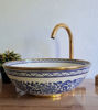 Picture of Handpainted Vessel Sink & Aged Brushed Brass Bathroom Vanity Sink