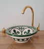 Picture of Mid Century Modern Dark Green Ceramic Bathroom Sink | Handmade Moroccan Vanity Countertop Basin